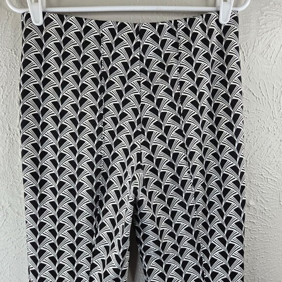 Anthropologie Maeve Flare Cropped Dress Pants Small Black White Printed Trouser - Picture 7 of 12